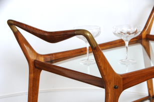 Large 1950's Italian Fruitwood Drinks Trolley