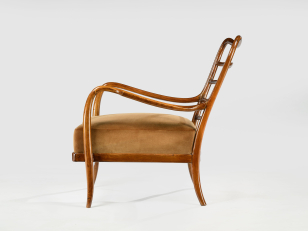 Pair of 1950's Walnut Italian Elbow Chairs