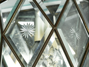 Pair of Multi-Facetted Glass Wall Lights