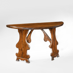 Pair of 18th Century Walnut Demi-lune 'Fratino' Consoles