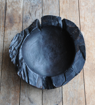 Mid Century Ebonised Wooden Bowl