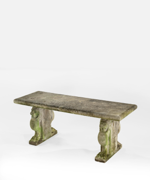 Marble Estate Bench with Lions