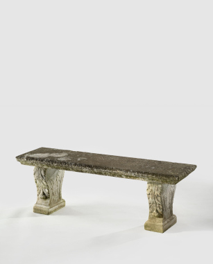 Large 19th Century Carved Carrara Bench