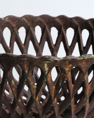 Pair of Victorian Cast-Iron Lattice Urns