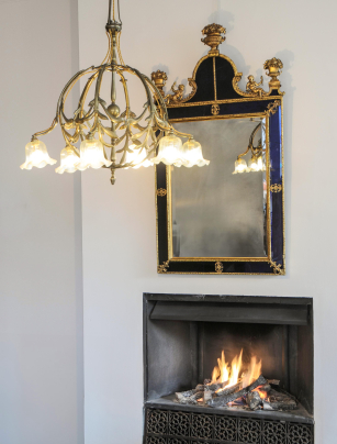 Very Rare Brass Chandelier by W.A.S. Benson