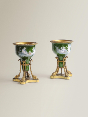 19th Century Pair of Ormolu & Enamelled Perfume Burners