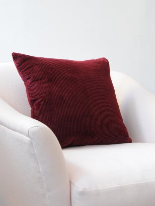 Large Plain Cushion in Dark Red Corduroy