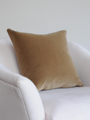 Large Plain Cushion in Mid-Brown Velvet