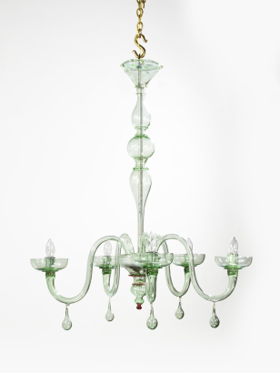 Green Glass Chandelier by Venini