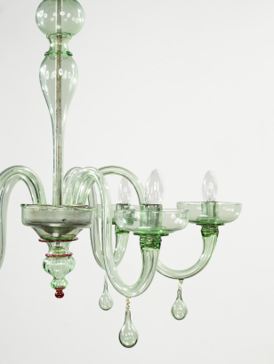 Green Glass Chandelier by Venini
