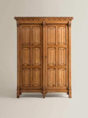 Large Gothic Oak Linen Fold Cabinet