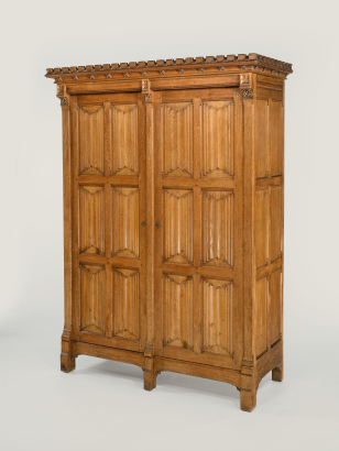 Large Gothic Oak Linen Fold Cabinet