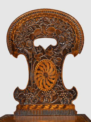 Pair of 19th Century Swiss Carved Walnut Hall Chairs