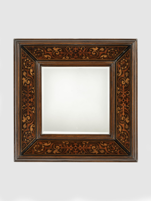 Deep 19th Century Marquetry Box Mirror