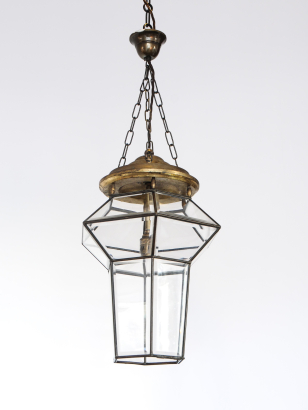 Hexagonal Multi-Facteted Brass Lantern