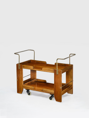 Modernist Walnut Bar Cart
