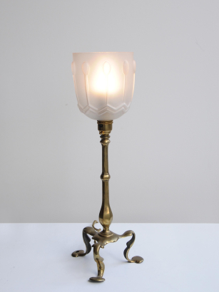 Pair of Arts & Crafts Brass Table Lamps