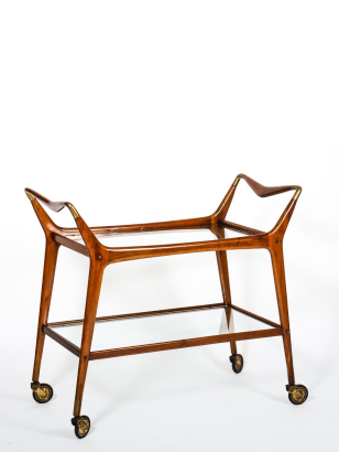 Large 1950's Italian Fruitwood Drinks Trolley