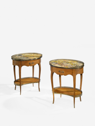 Pair of Mid Century Oak Gueridons
