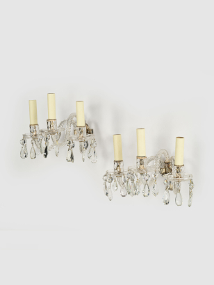 Pair of 1920's Glass Wall Candelabra