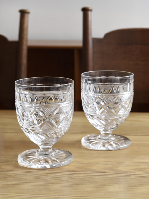 Pair of Edwardian Cut-Glass Sundae Goblets