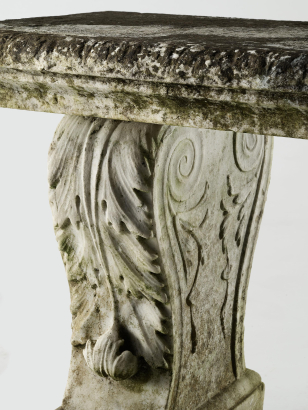 Large 19th Century Carved Carrara Bench