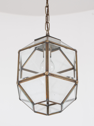 Pair of Multi-Facetted Hanging Lanterns