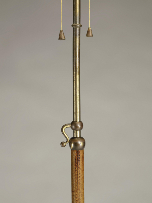 Mid Century Brass and Leather Floor Lamp