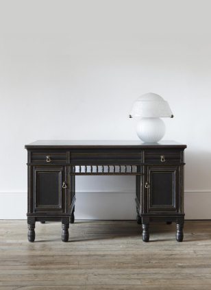 Aesthetic Movement Ebonised Pedestal Desk attributed to Daniel Cottier