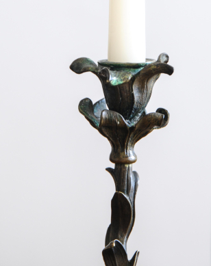Pair of Bronze Art Nouveau Candlesticks