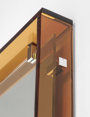 1960's Amber Glass Mirror, Model 2014
