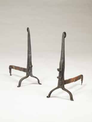 Arts & Crafts Wrought Iron Firedogs