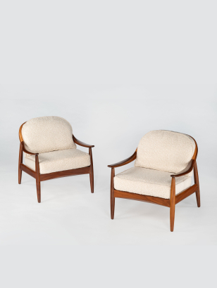 Pair of Mid Century Rosewood Danish Elbow Chairs
