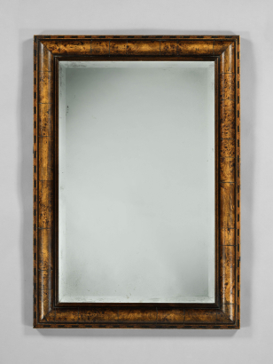 Arts & Crafts Burr Walnut Cushion Border Mirror
