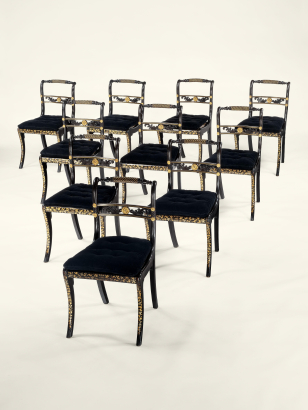 Set of Ten Regency Painted 'Trafalgar' Chairs