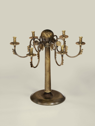 Overscaled Six-Arm Brass Candelabrum
