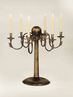 Overscaled Six-Arm Brass Candelabrum