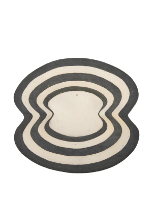 Large Black & White Stoneware Dish