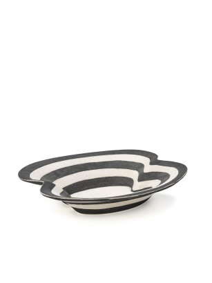Large Black & White Stoneware Dish