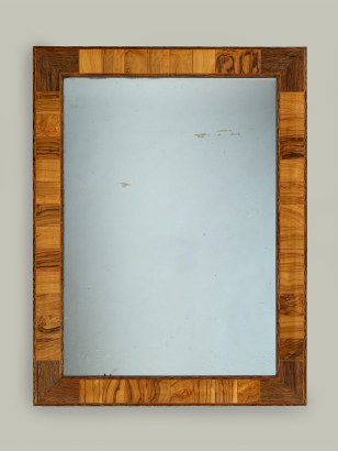 Zebra and Olivewood Veneered Mirror