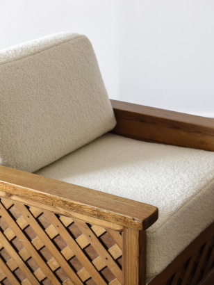 Pair of 'Iberian' Pine Trellis Armchairs