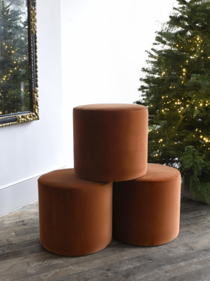 Large Round Ottoman in Burnt Sienna