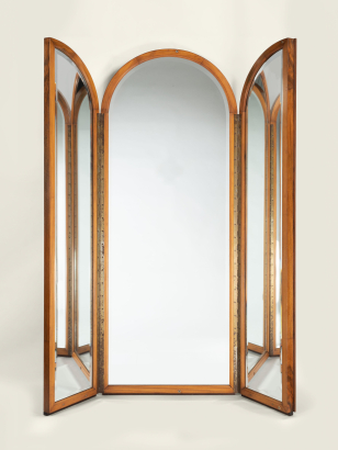 Large Walnut Tripytch Mirror