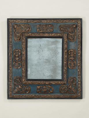 17th Century Repousse 'Blue' Mirror 17th Century Repousse 'Blue' Mirror