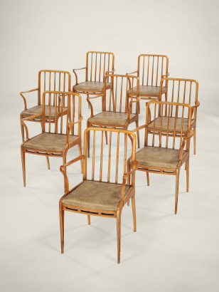 Set of Eight Laminated 'Allegro' Chairs