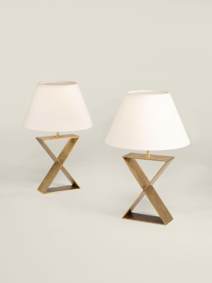 Pair of Gilt Bronze X Table Lamps by Jean-Michel Frank Pair of Gilt Bronze X Table Lamps by Jean-Michel Frank