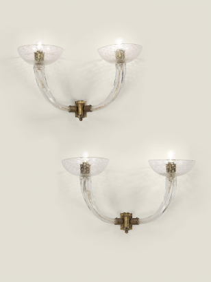 Pair of Bubble Glass Wall Sconces