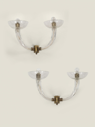 Pair of Bubble Glass Wall Sconces