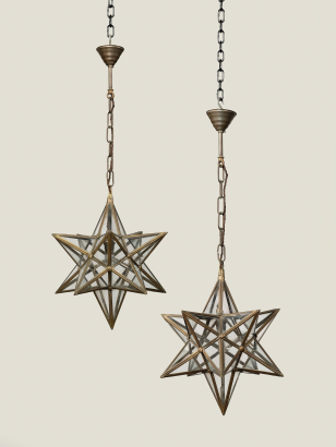 Pair of French 'Moravian' Starburst Lanterns