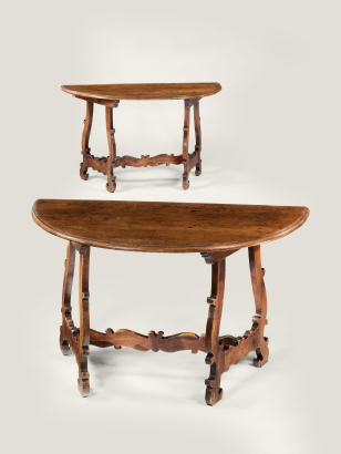 Pair of Demi-Lune Walnut 'Fratino' Tables